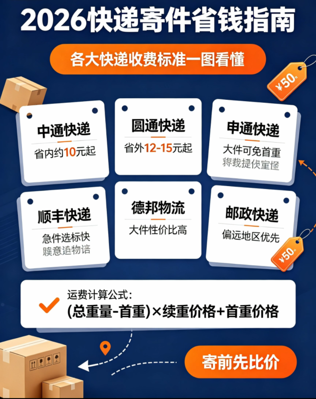 2026年各快递公司收费标准!建议收藏!-云仓汇 快递云仓网 中仓汇供应链管理中心